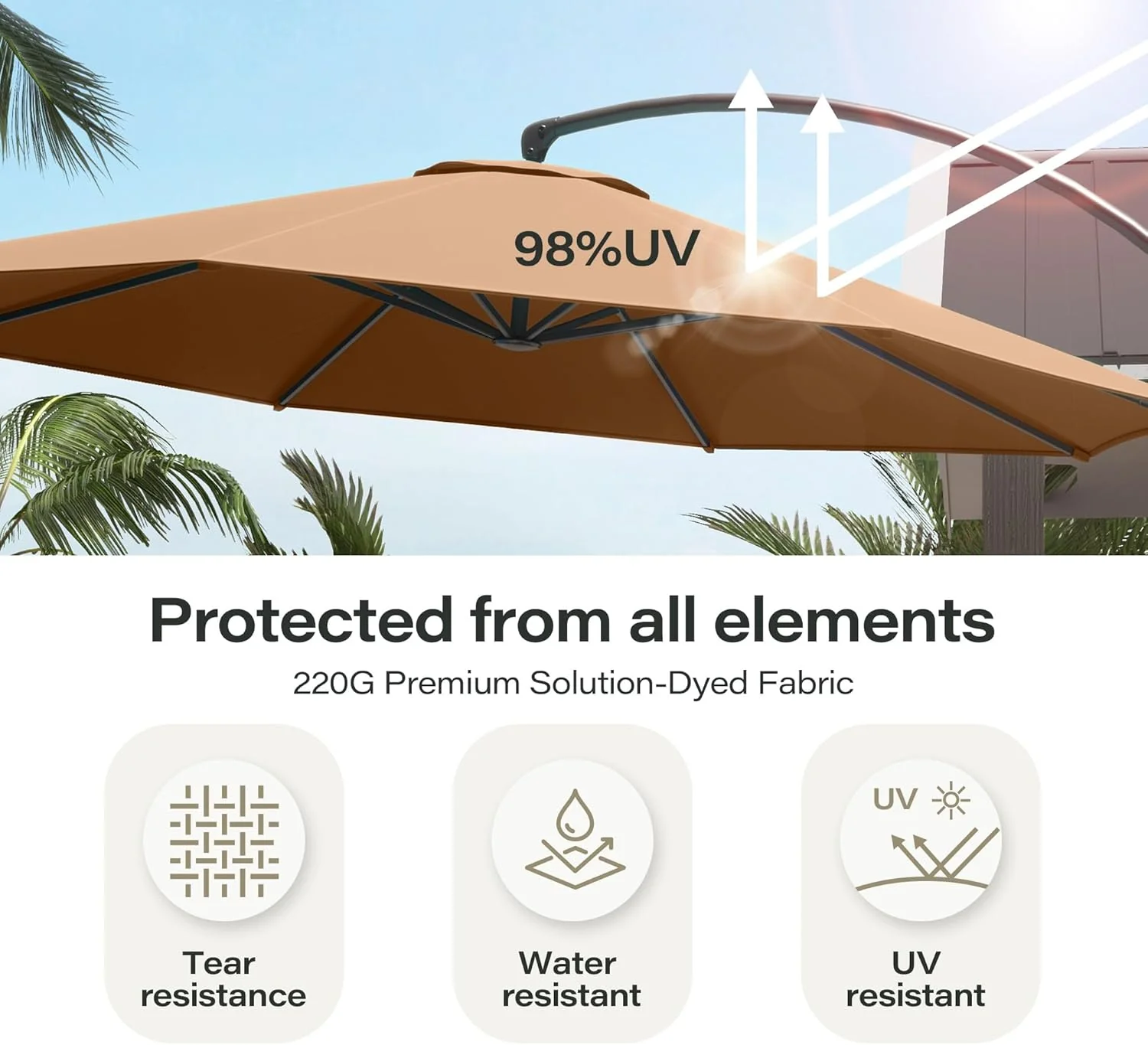 LAUSAINT HOME Outdoor Patio Umbrella with Base included, 11 FT Deluxe Curvy Cantilever Umbrella Heavy Duty Offset Hanging Umbrella with 360�� Rotation for Market, Pool, Garden, Backyard, Deck (Beige)