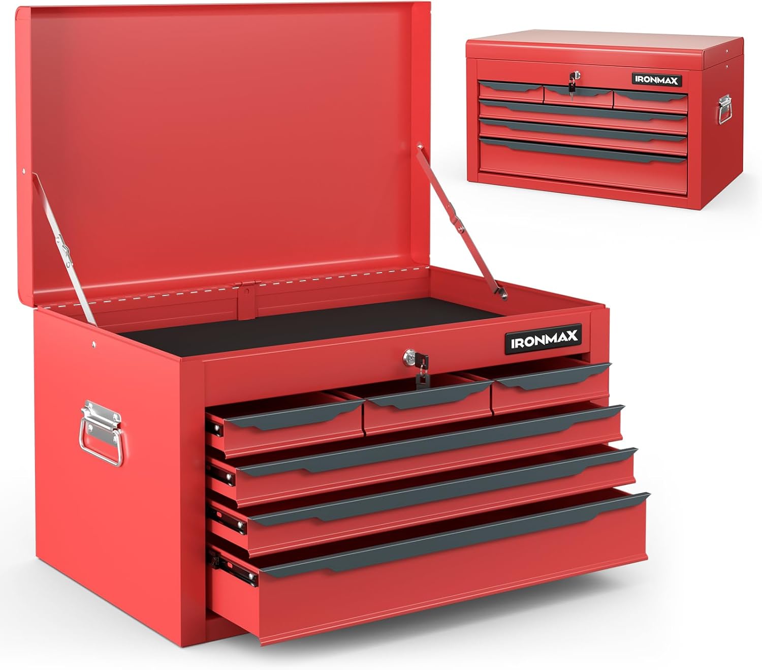 Steel Tool Box, 24�� Tool Chest Case with 6 Drawers, Top Storage, Automatic Lock