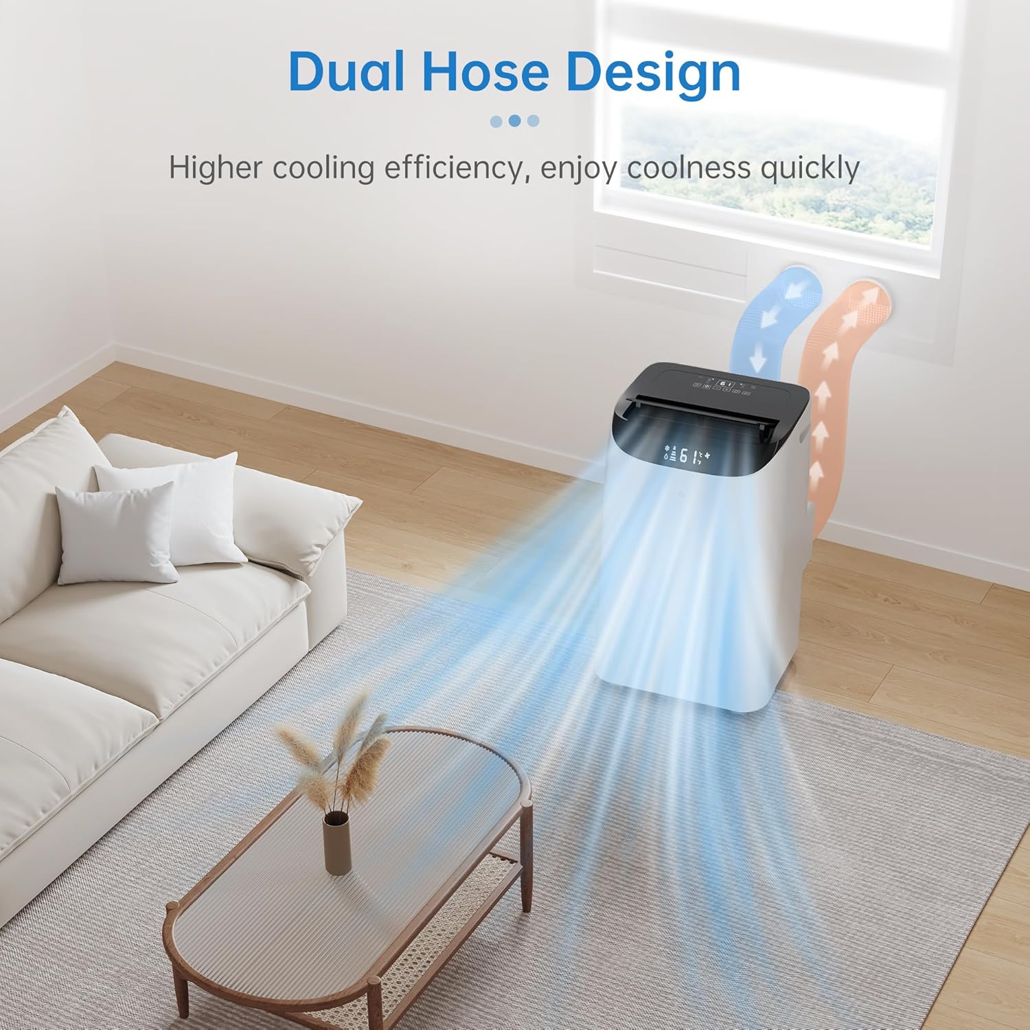 Portable Air Conditioner Cools Up to 700 Sq.Ft, 3-IN-1 Energy Efficient Portable AC Unit with Remote Control & Installation Kits for Large Room, Campervan, Office, Temporary Space