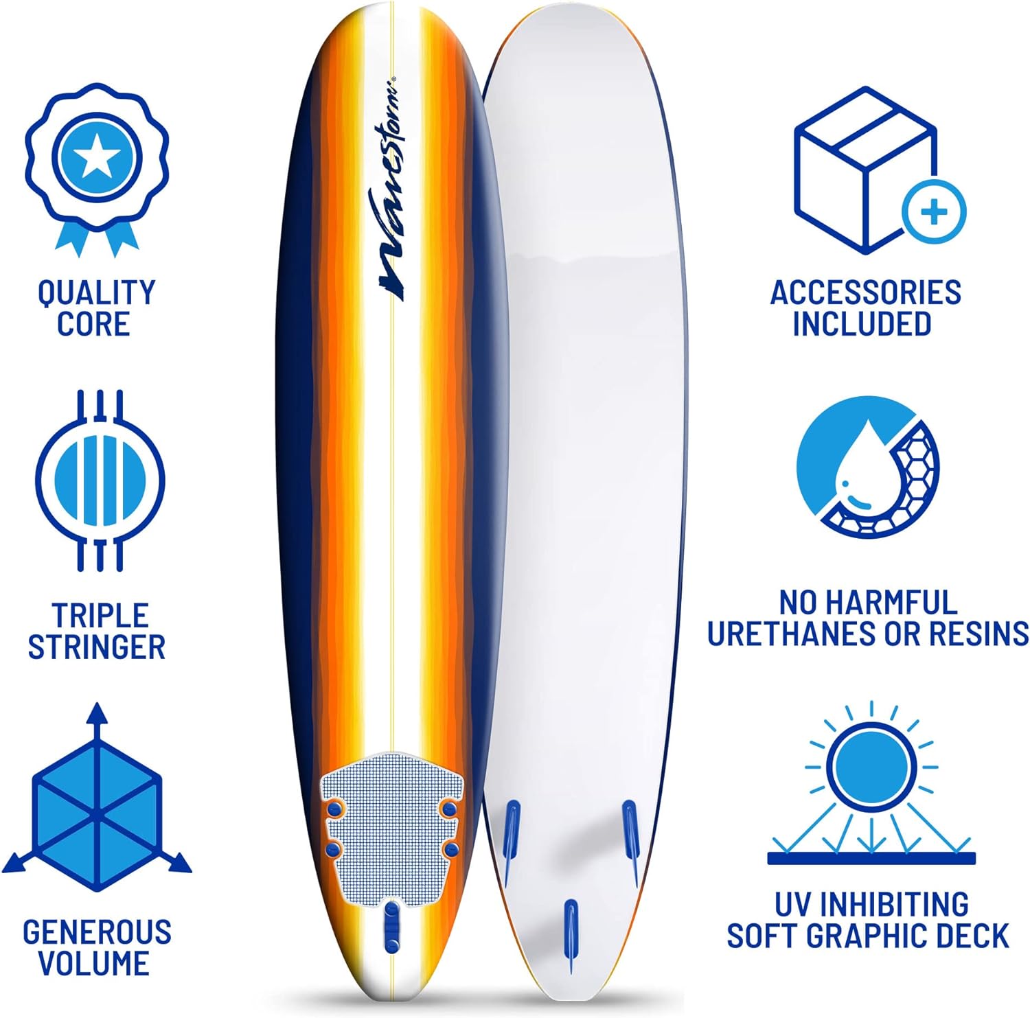 Classic Soft Top Foam 8ft Surfboard