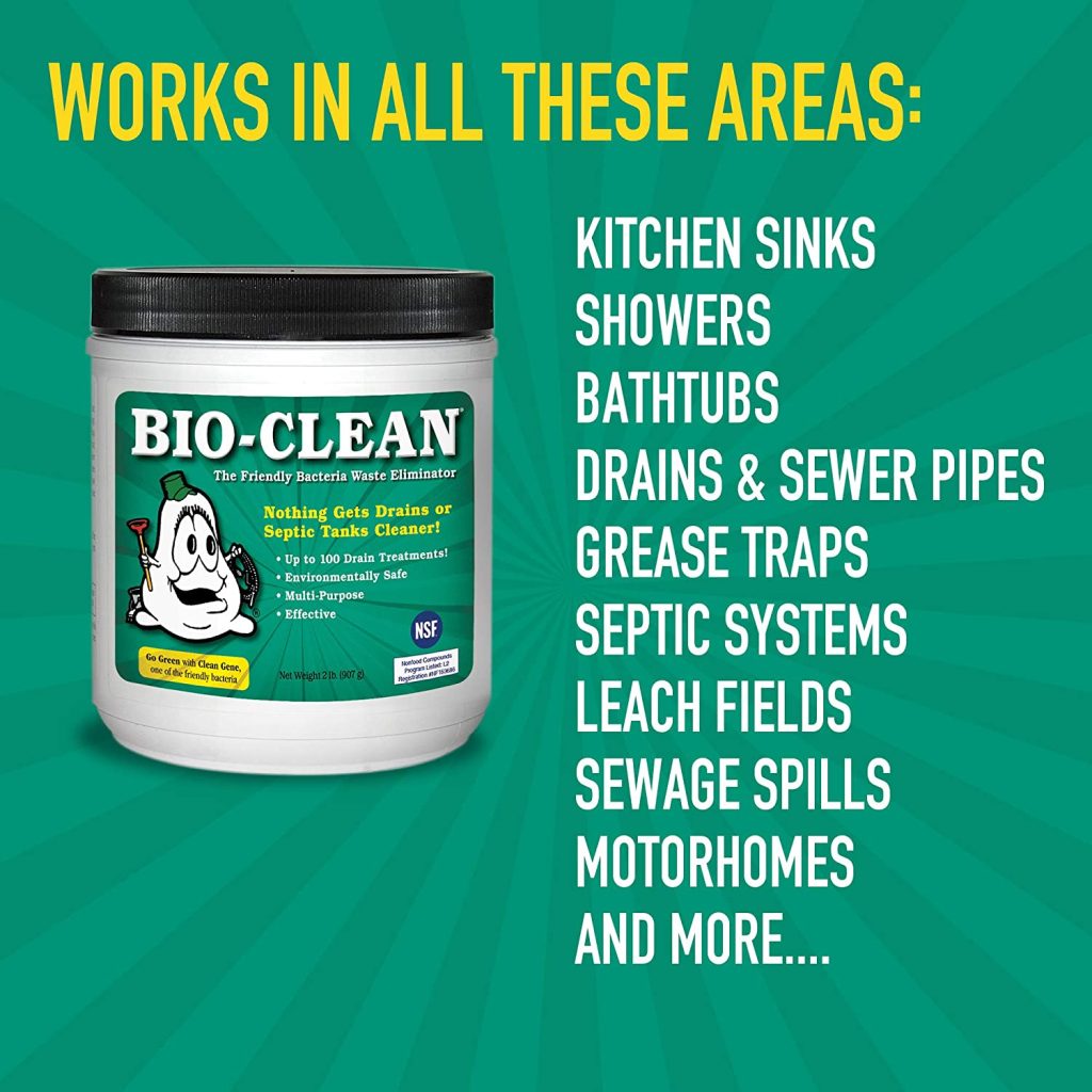 Bio-Clean Natural Drain Cleaner 2lb Canister ?C Enzyme-Based for Septic Tanks & Grease Traps, Eco-Friendly, 100 Treatments