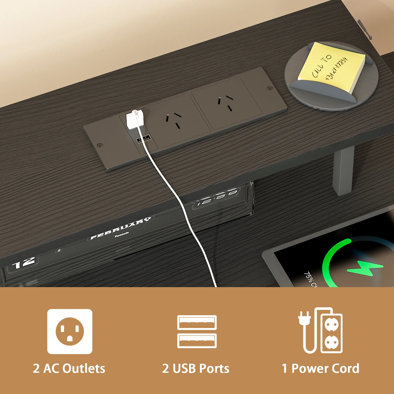 Gaming Desk with LED Lights with Monitor Stand 120cm