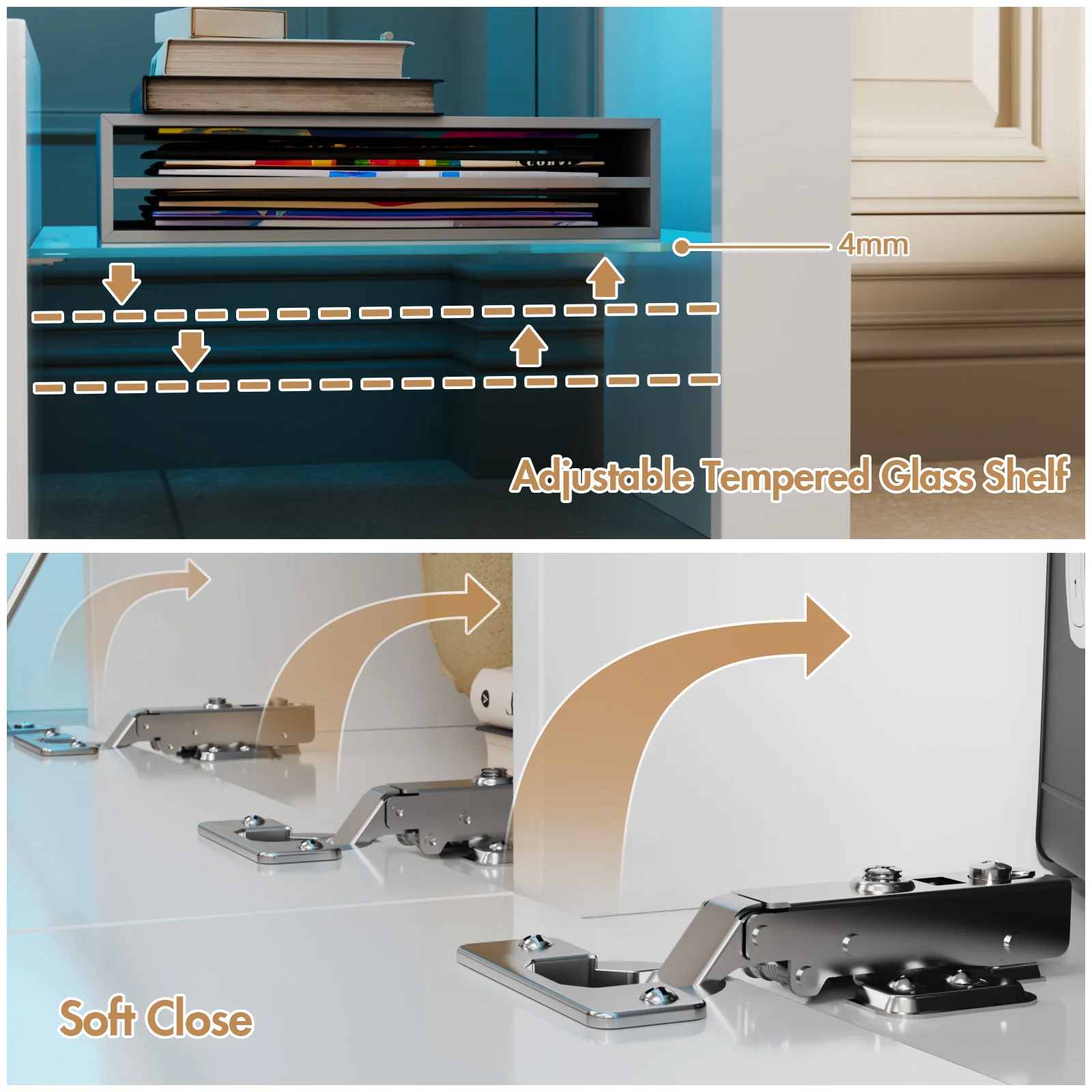 TV Cabinet 160cm RGB LED Entertainment Unit White