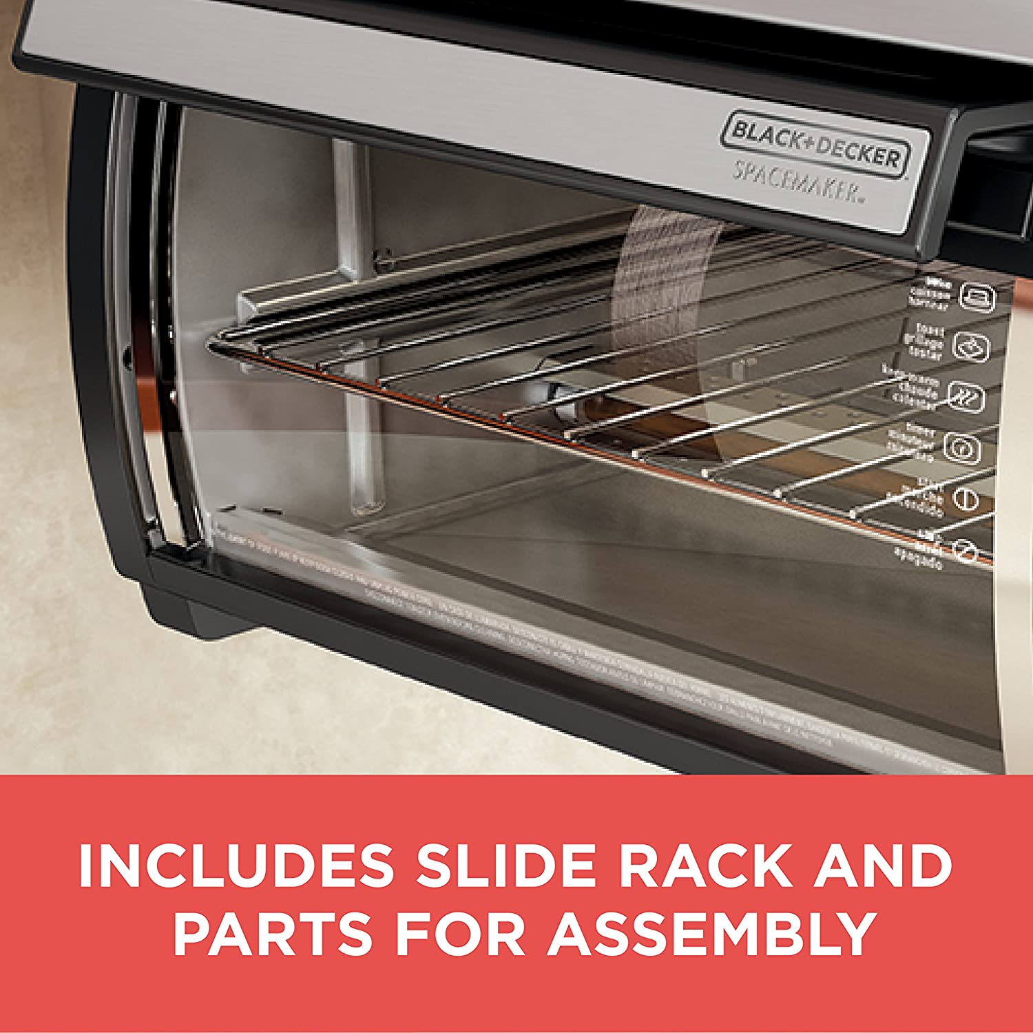 BLACK+DECKER SpaceMaker Under-Counter Toaster Oven, Digital Controls, Black/Stainless Steel, Fits 9��� Pizza, TROS1000D