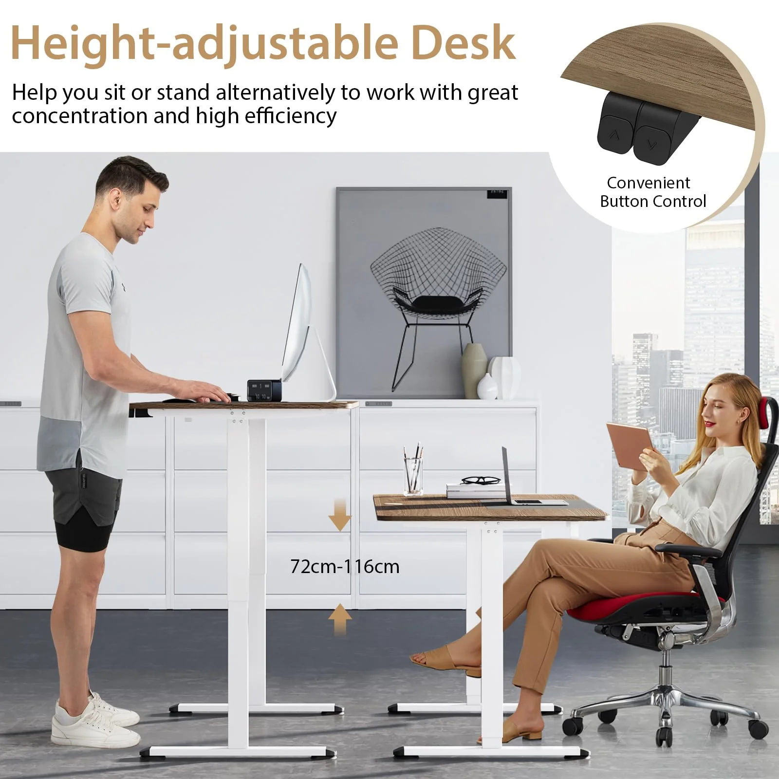 Giantex 140 x 70cm Large Electric Standing Desk, Height Adjustable Sit to Stand Desk