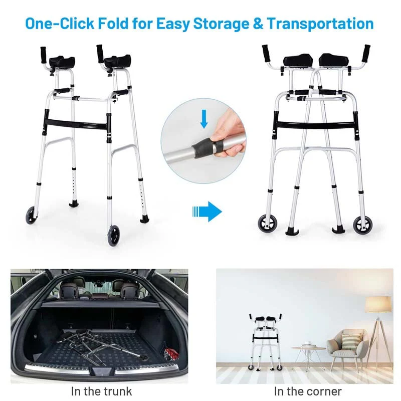 Foldable Standard Walker 440lbs Walking Mobility Aid with 5