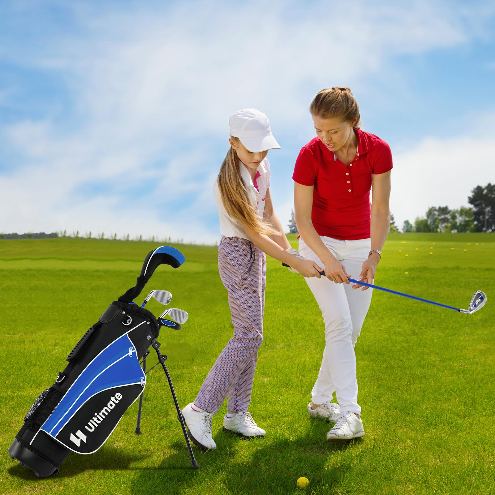Junior Complete Golf Clubs Set for Kids, Right Hand Golf Clubs w/Stand Bag, Aged 8-10