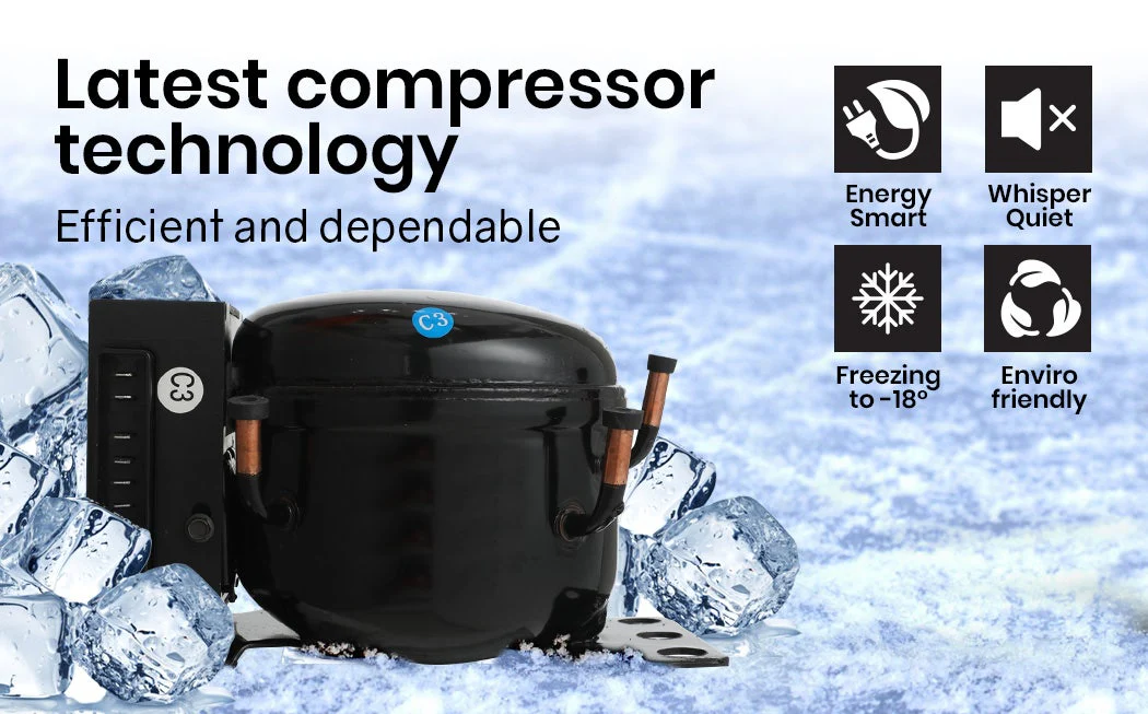 GECKO 125L Portable Upright Fridge, 12V/24V for Motorhome, Caravan, Black