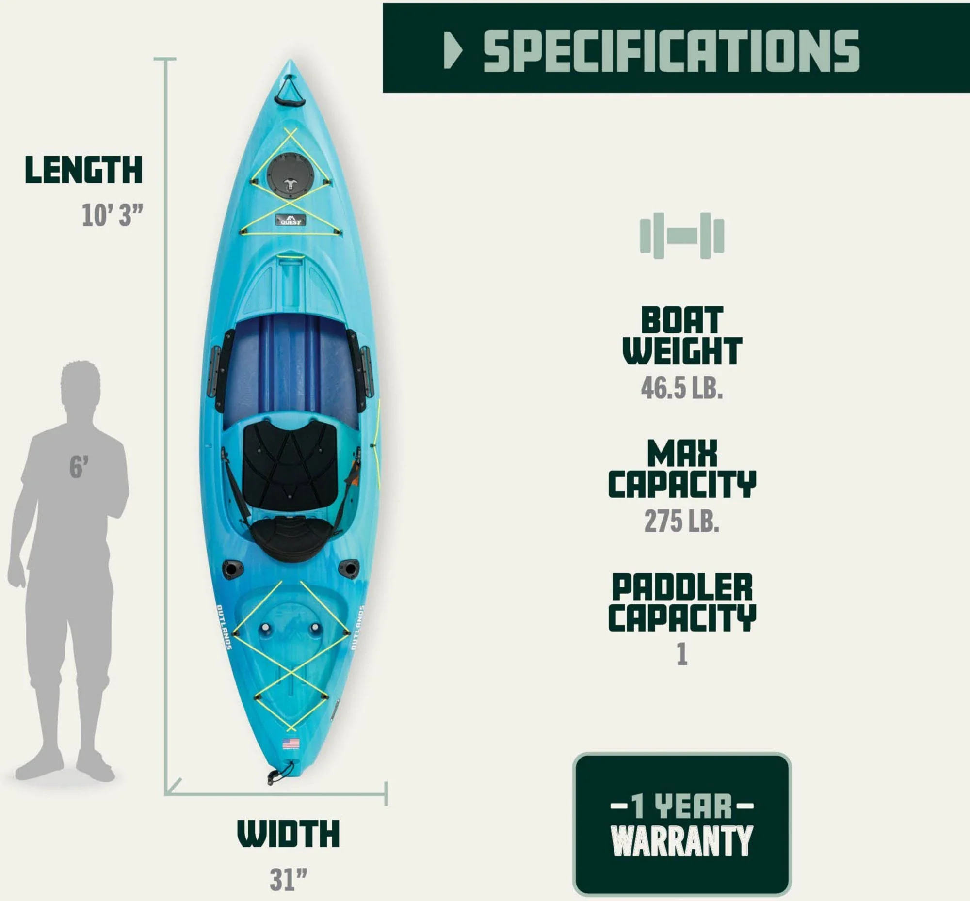 Quest Outlands 100 Kayak | Paddle Sports | Kayaking | Kayaks | Sit in Kayaks