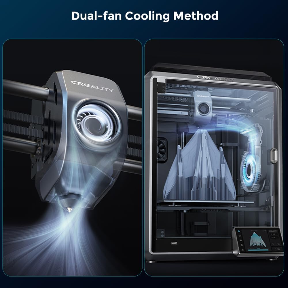 2024 New Version Creality K1C 3D Printer, 600mm/s Fast Printing Speed and Clog-free Direct Extruder, Support 300�� Printing and Carbon Fiber Filament, Auto Leveling and AI Camera 8.66*8.66*9.84 inch