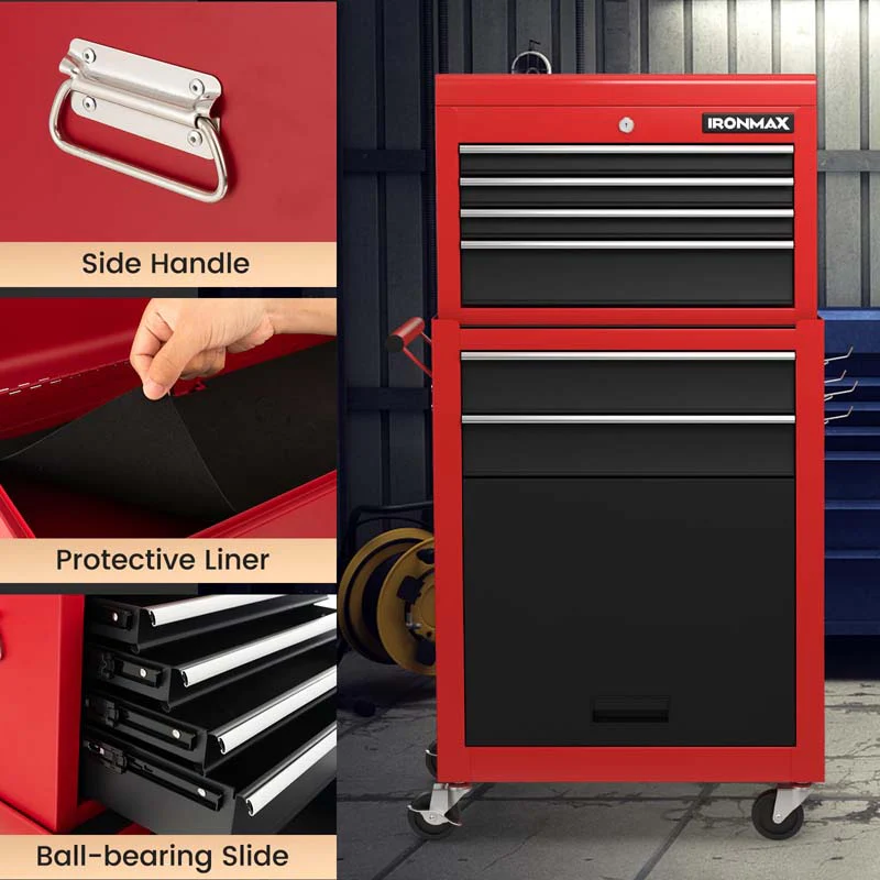 6-Drawer Rolling Tool Chest Removable Tool Storage Cabinet Toolbox Organizer with Sliding Drawers & Lock