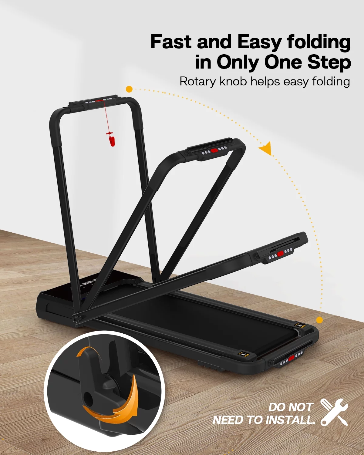 FYC 3.5HP Under Desk Treadmill ?C 300LBS Weight Capacity, 2-in-1 Foldable Design, Remote Control & LED Display ?C Compact Electric Walking and Running Machine for Walking, Running, Jogging (Black)