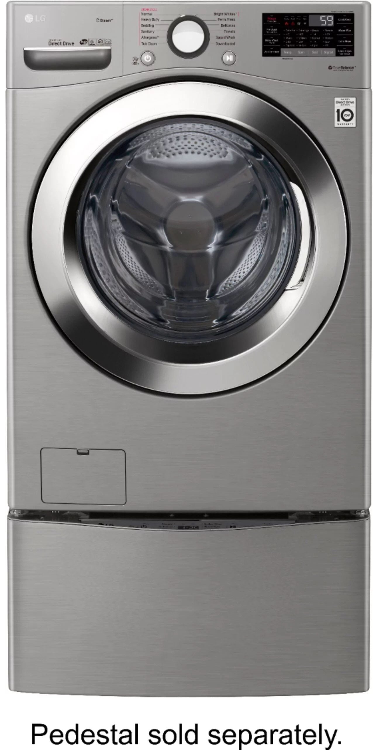 LG �C 4.5 Cu. Ft. High-Efficiency Stackable Smart Front Load Washer with Steam and 6Motion Technology �C Graphite steel