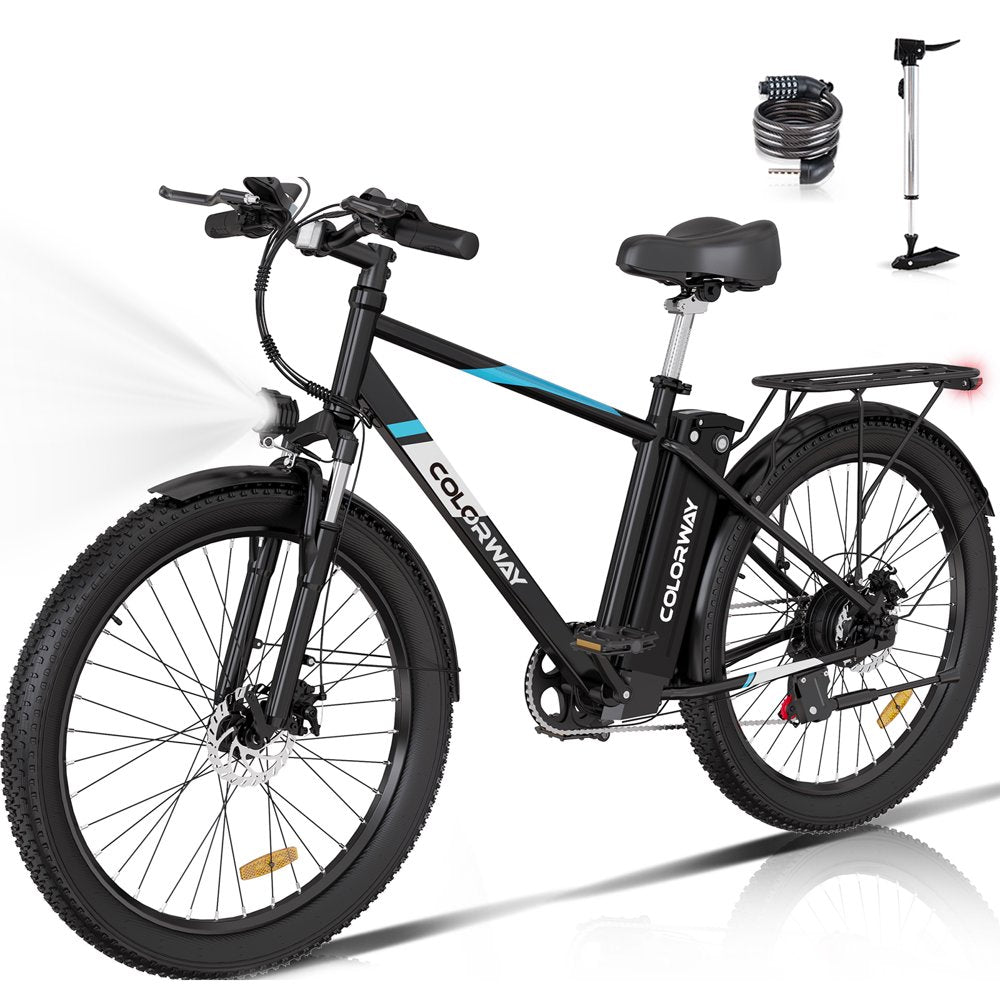 COLORWAY BK3M 500W Electric Bike 26���x3.0��?? Shimano 7-Speed, 36V/15Ah Battery, Carbon Steel, IP54, 19.9 MPH