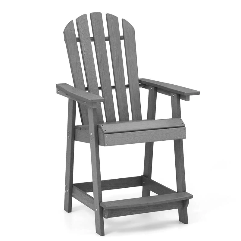Outdoor HDPE Tall Adirondack Chair with Armrest & Footrest, Weather Resistant 47