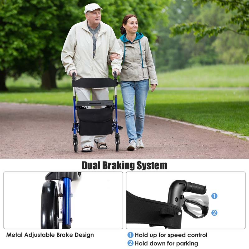 2 in 1 Folding Rollator Walker with Seat & 8