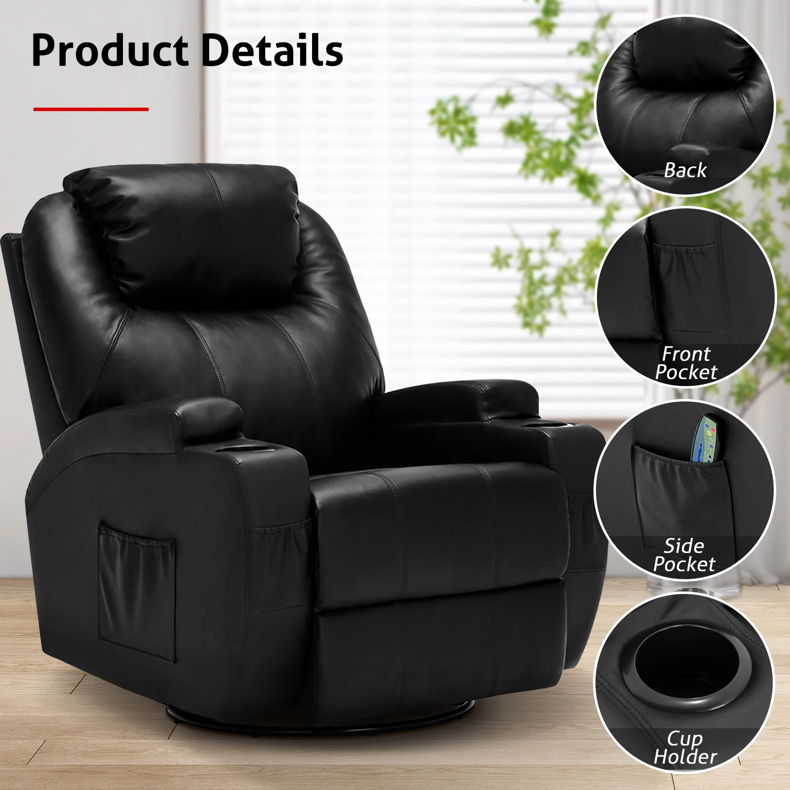 Recliner Massage Chair Sofa PU Leather