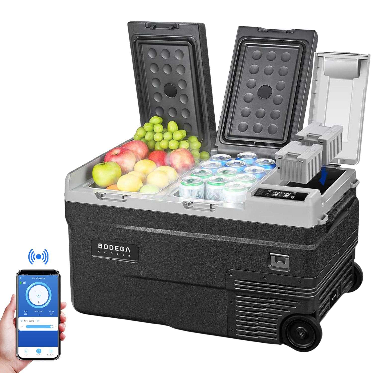 12 Volt Car Refrigerator Dual Zone Dual Doors 45QT