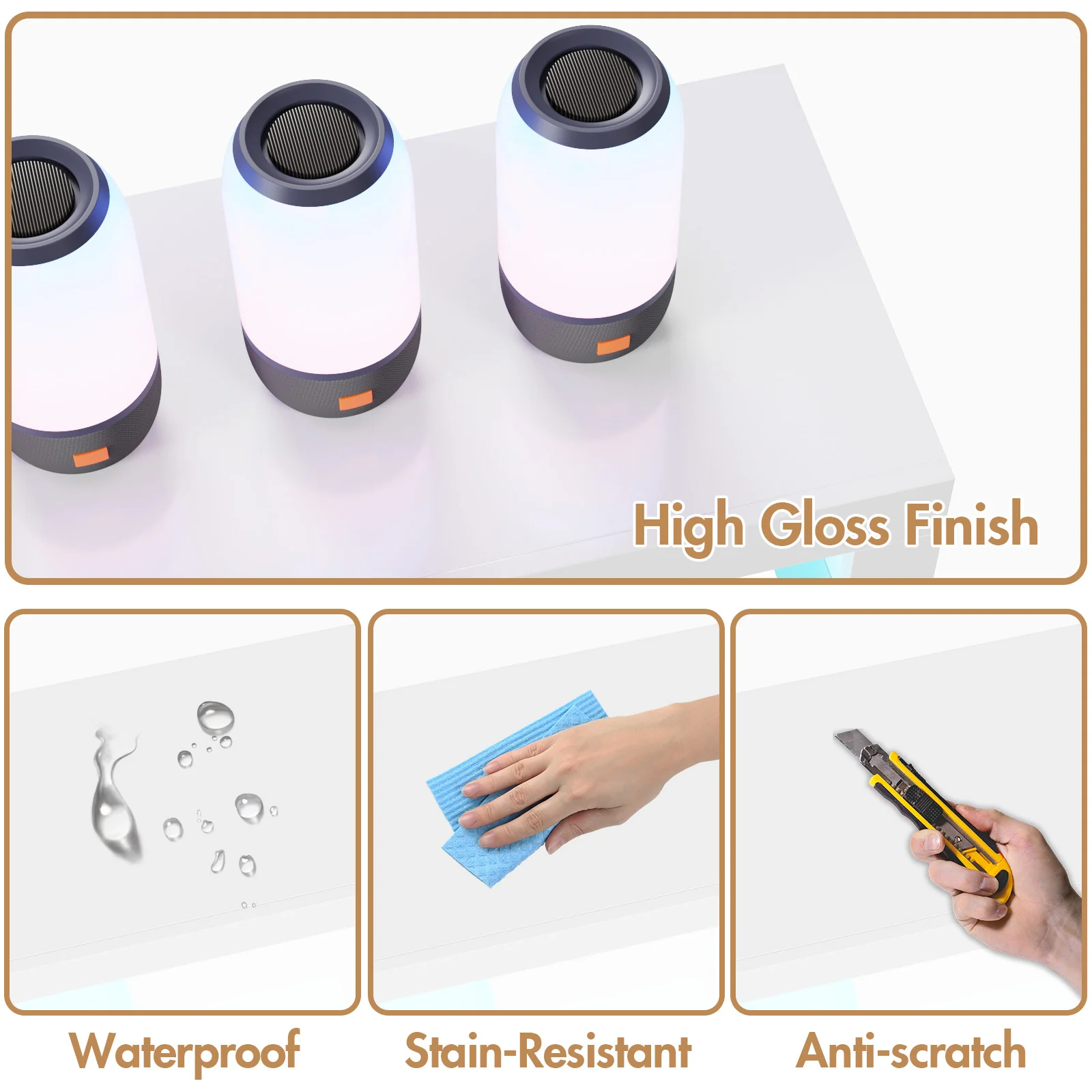 TV Cabinet 160cm RGB LED Entertainment Unit White