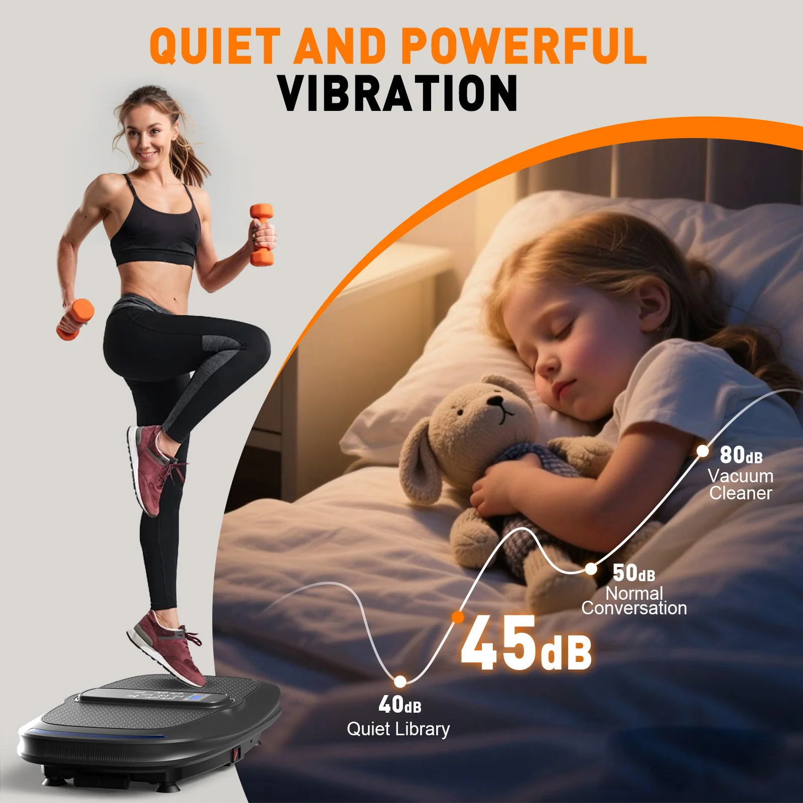 Extra-Wide Vibration Plate Exercise Machine 80cm