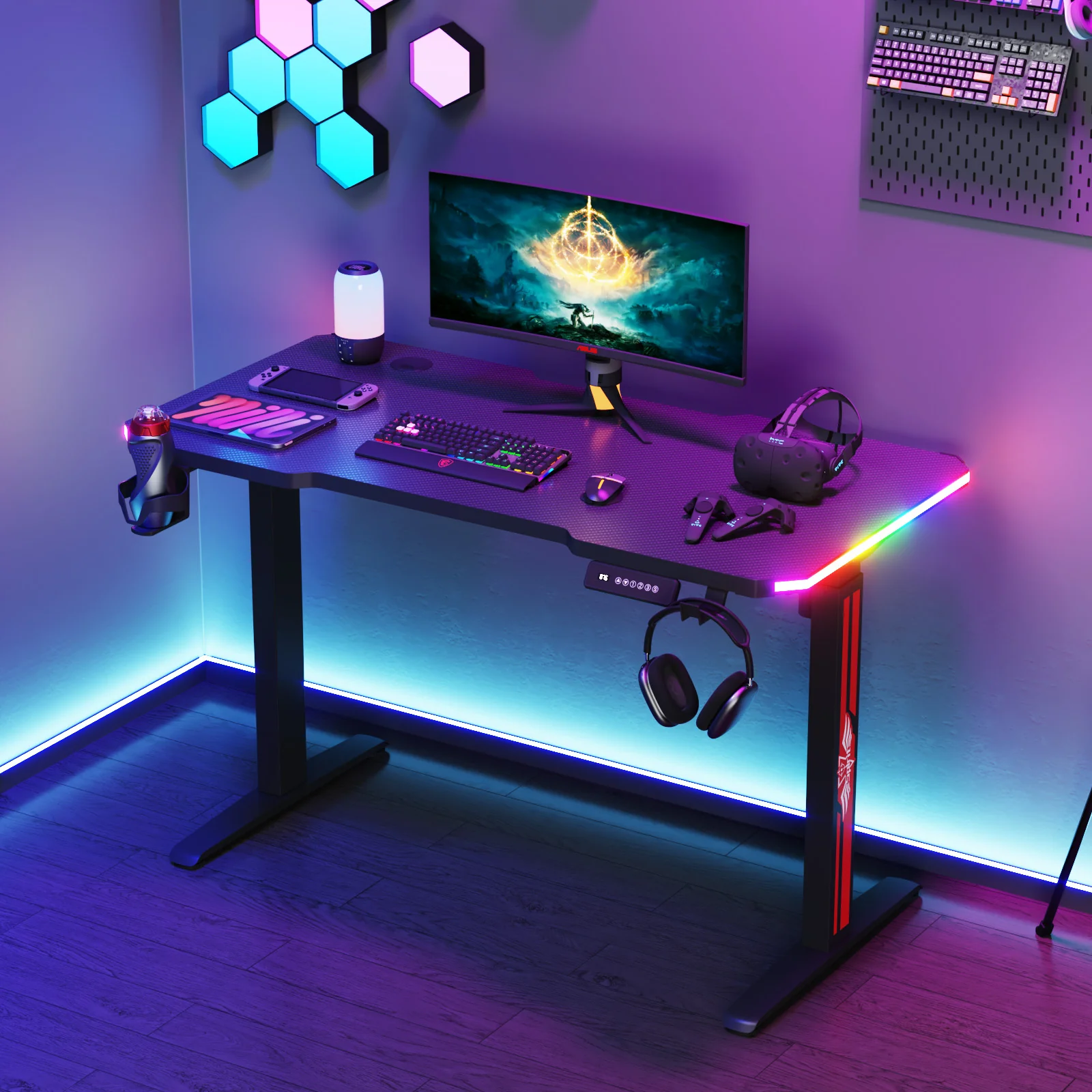 Electric Standing Gaming Desk RGB LED 120cm