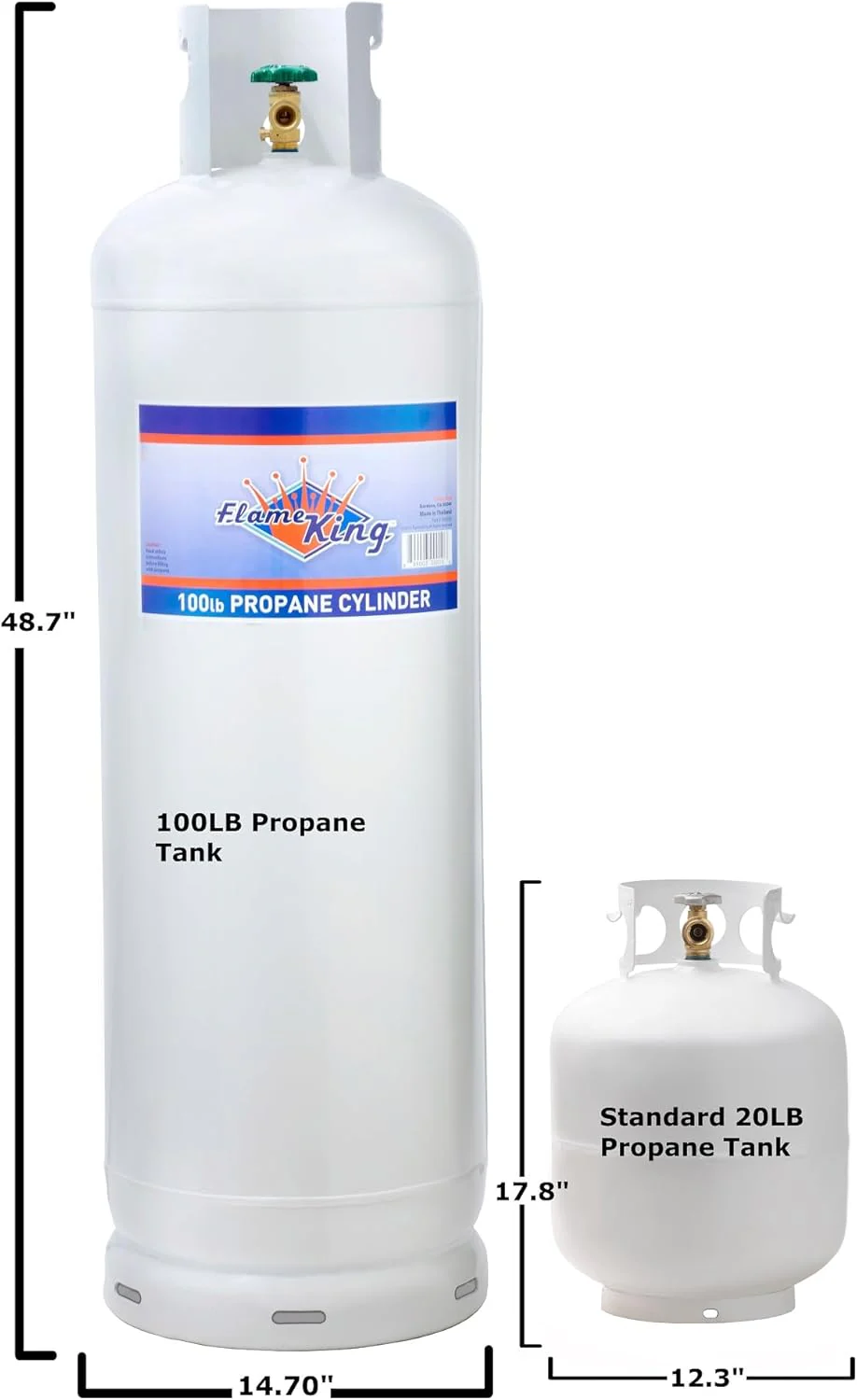 Steel Propane Tank Cylinder with POL Valve and Collar, Great for Mixed Heating Systems, Home fireplaces, Dryers and Grills-Flame King