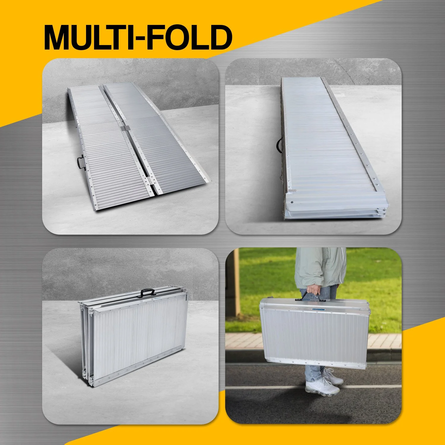 Kartrite 5ft Aluminium Foldable Wheelchair Ramp Non-Slip R02 Silver