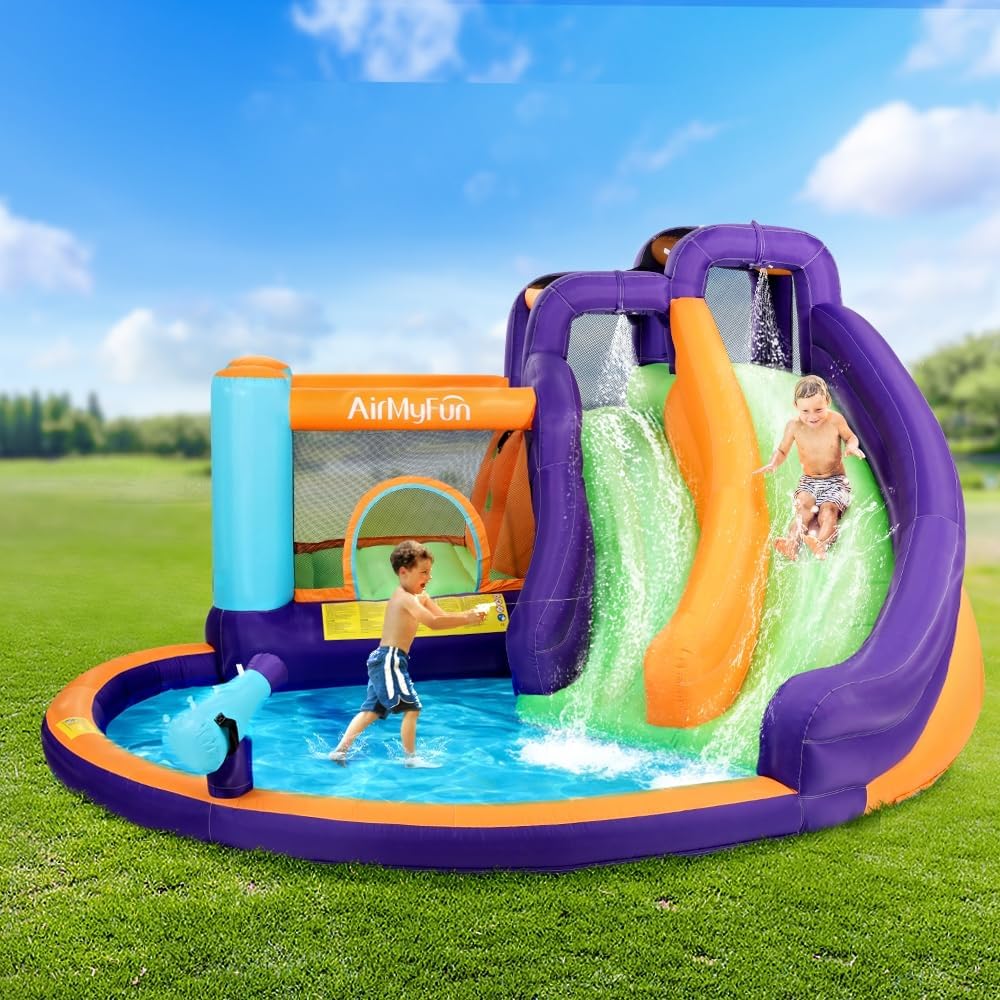 Kids Inflatable Pool Water Park Double Slide Jumping Castle Splash Toys