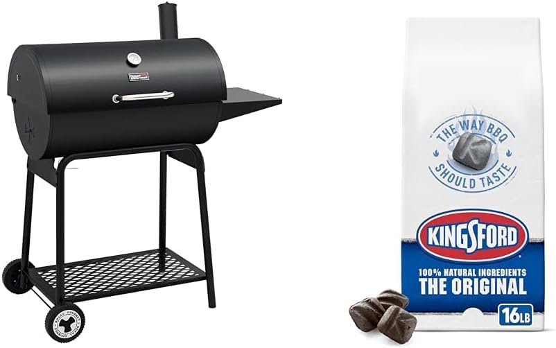 Royal Gourmet CC1830 30 Inch Barrel Charcoal Grill with Side Table, Outdoor BBQ Grill with 627 Sq. In. Cooking Space for Backyard, Patio and Parties, Black
