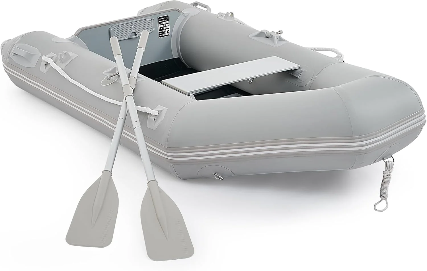 7.5ft Inflatable Dinghy Boat, 2 Person 660lb Transom Sport Tender Boat with Pump Aluminum Oars Floor, Heavy Duty Inflatable Raft Kayak for Adults