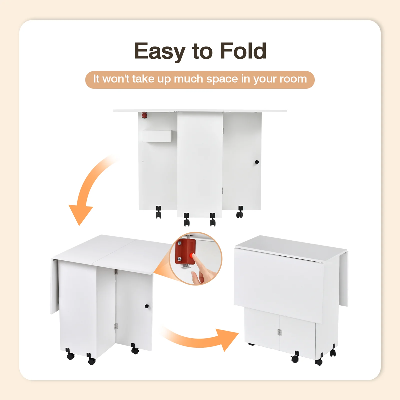 Foldable Dining Table with Storage Shelves
