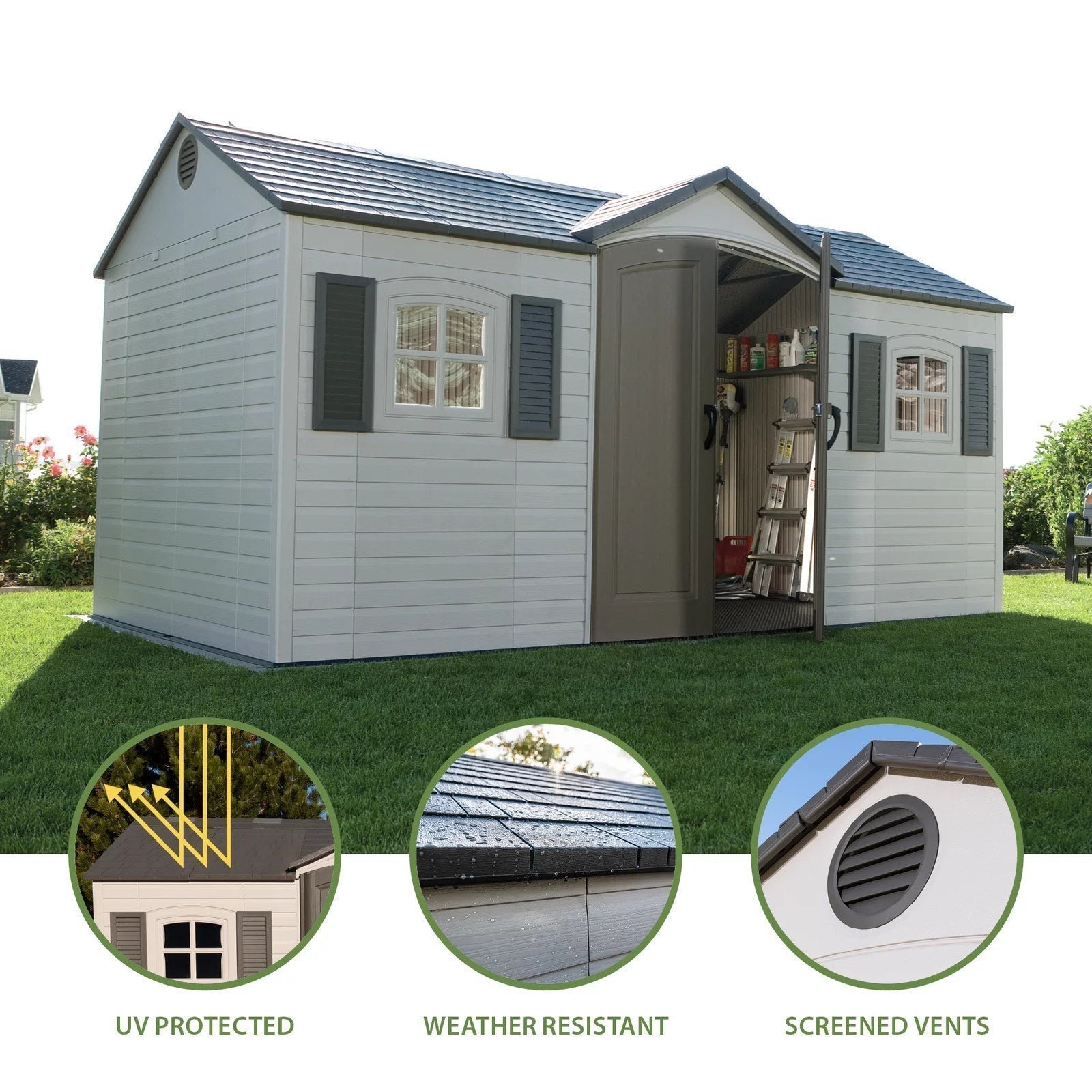 Lifetime Storage Shed: lifetime Garden Building Shed �C 15�� X 8�� �C Gray