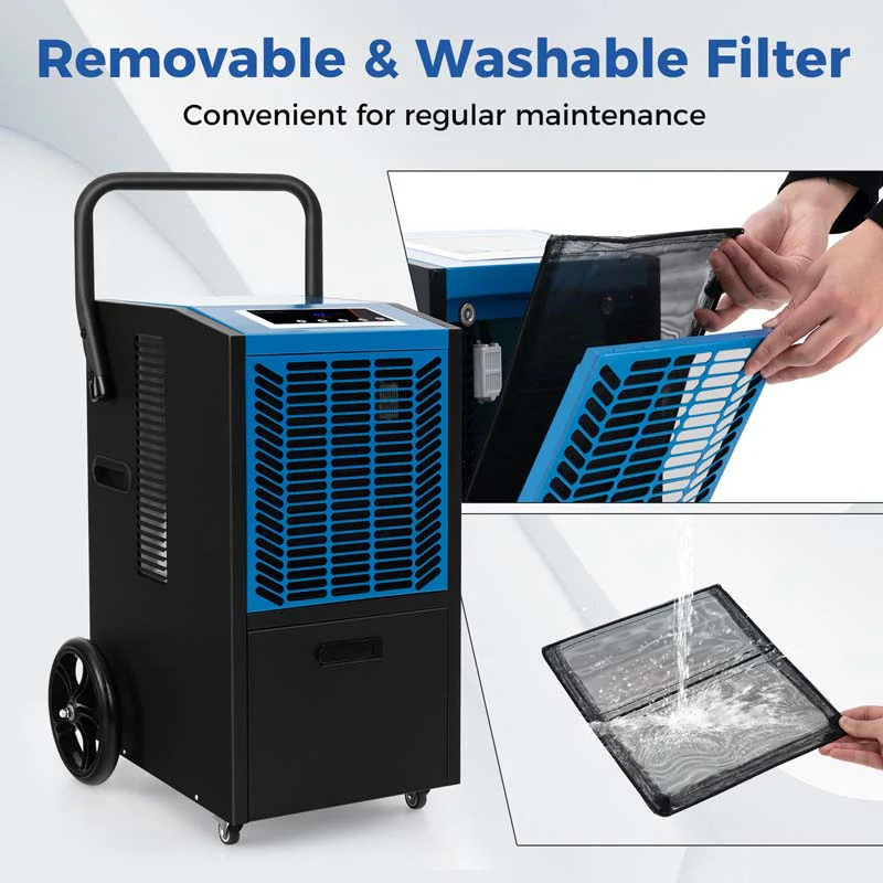 140 Pints Portable Crawl Space Dehumidifier w/Pump & Drain Hose, Industrial Commercial Dehumidifier for Basement Warehouse