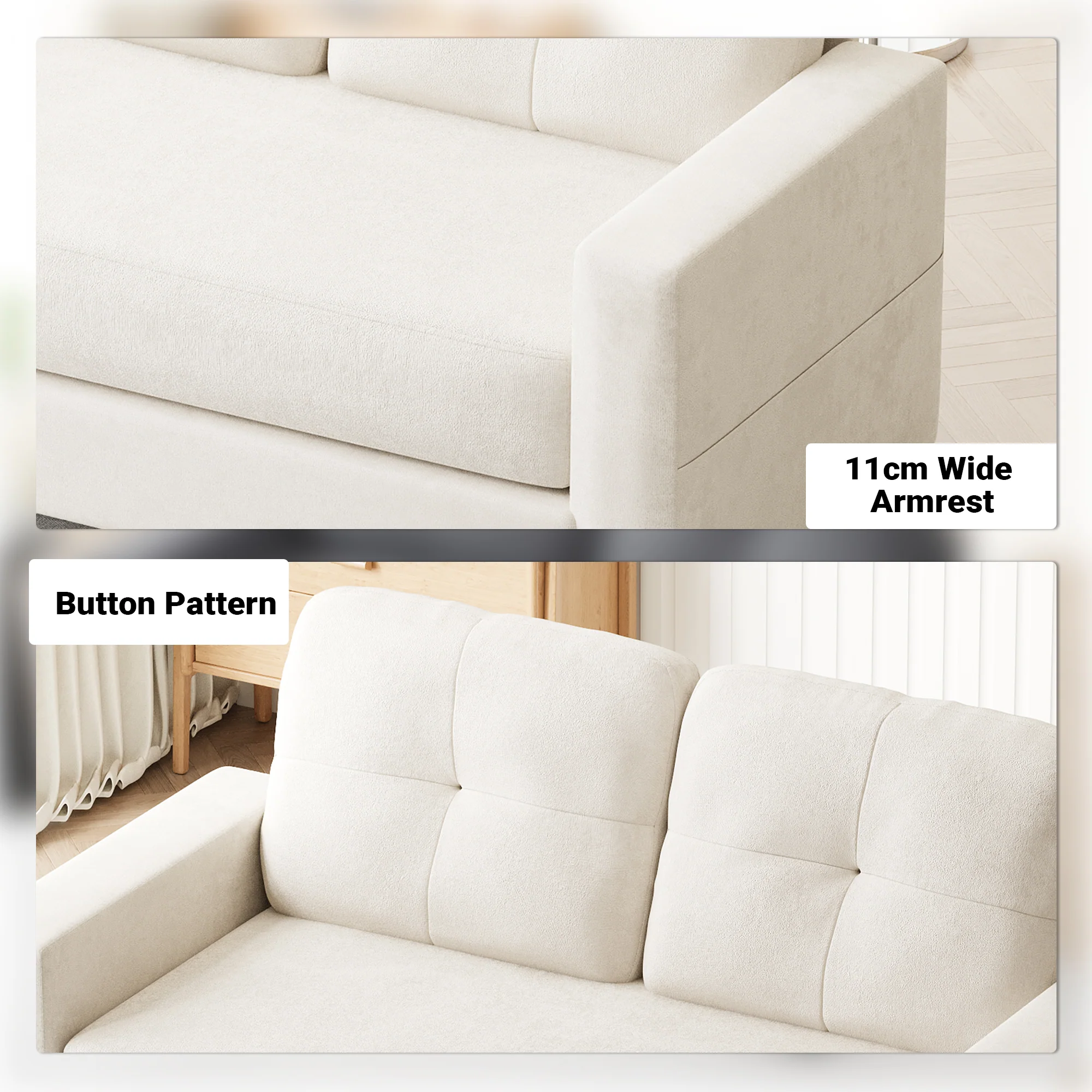 2-Seater Sofa 132cm Loveseat Sofa Beige