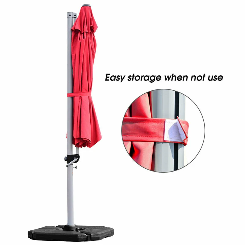11 FT Patio Offset Cantilever Umbrella 360�� Rotation Tilt with Cross Base & Crank Handle
