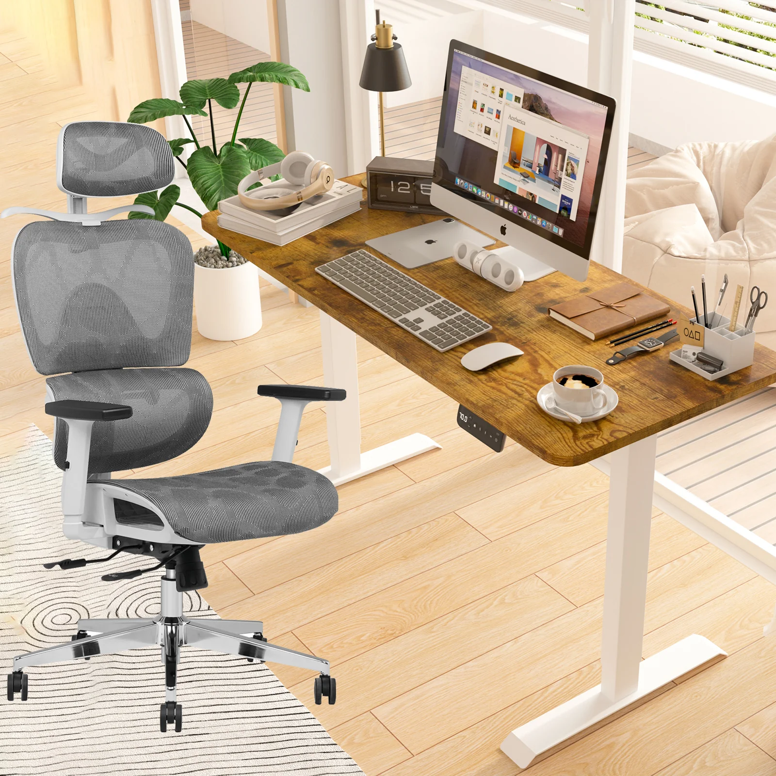 Electric Standing Desk 140cm & Office Chair