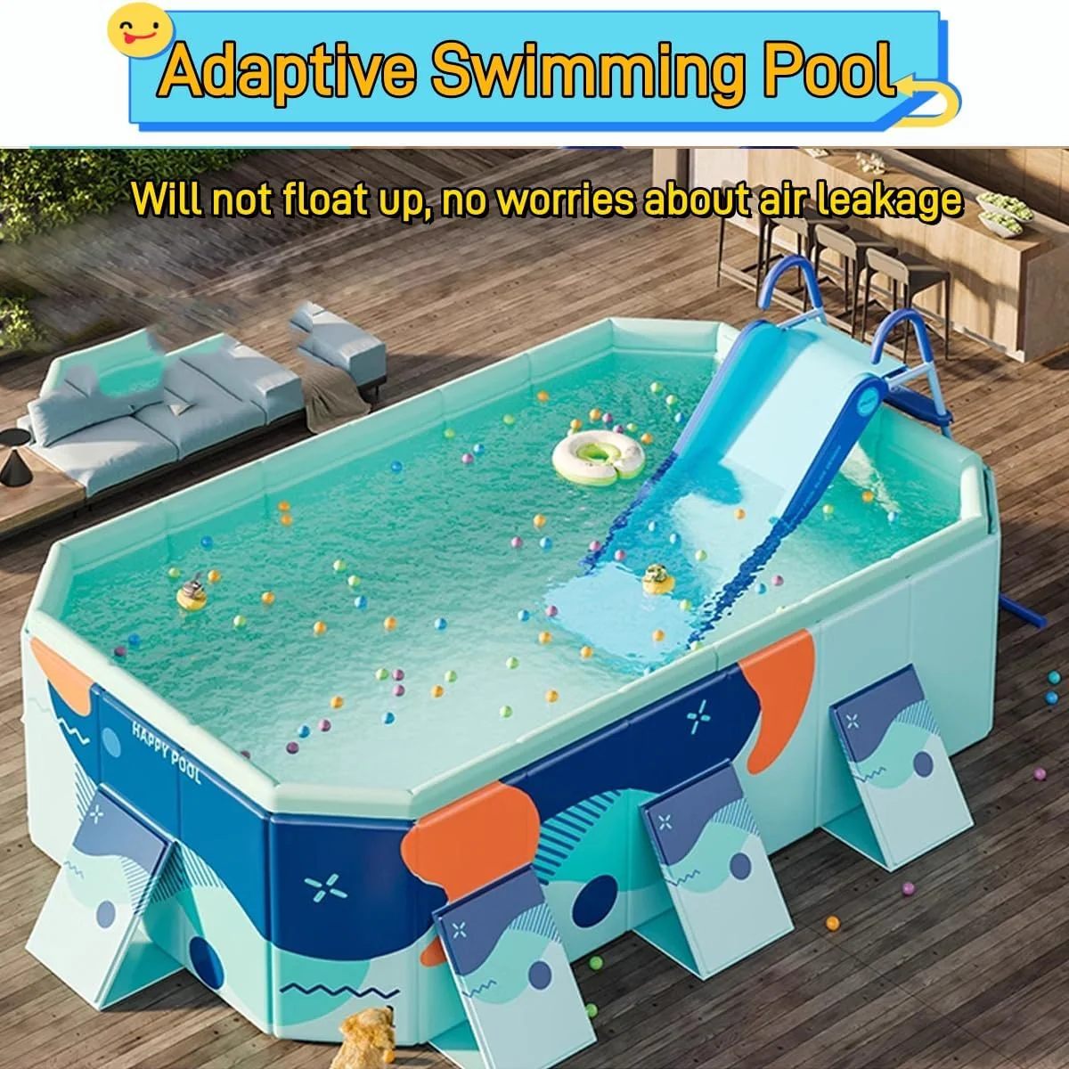Pool Slide Inflatable Swimming Water Slide, Summer Swimming Pool Supplies Universal Trampoline Ladder Backyard Slide Home Playground Equipment