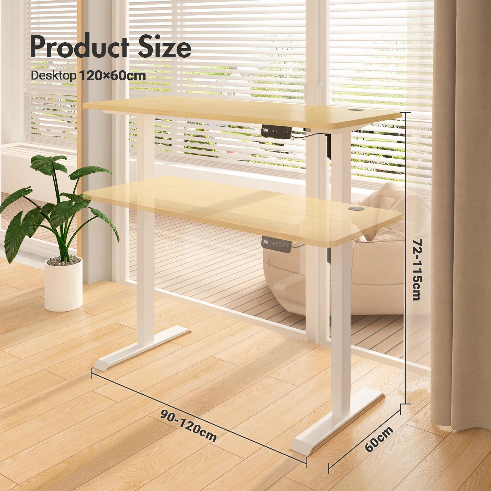 Electric Standing Desk  Adjustable Height 120cm