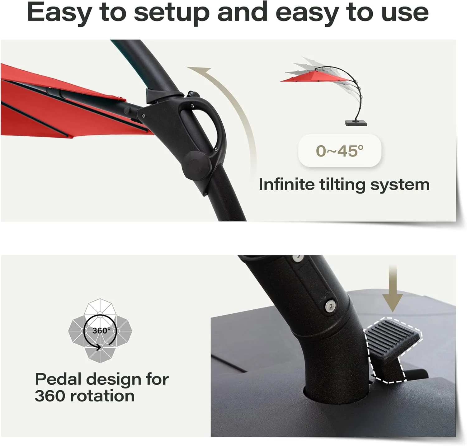 LAUSAINT HOME Outdoor Patio Umbrella with Base included, 11 FT Deluxe Curvy Cantilever Umbrella Heavy Duty Offset Hanging Umbrella with 360�� Rotation for Market, Pool, Garden, Backyard, Deck (Beige)