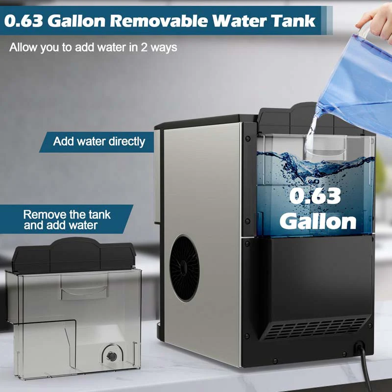 56 LBS/24H Nugget Ice Maker Countertop, Self-Dispensing Pepple Chewable Ice Making Machine with Self-Cleaning System