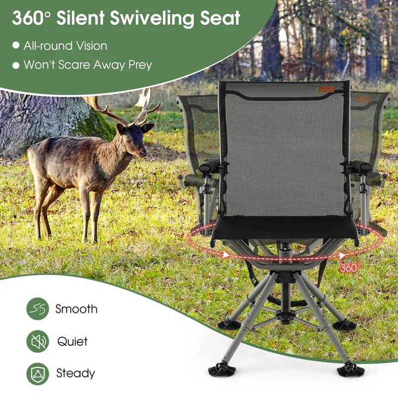 360 Degree Silent Swivel Blind Chair with 4 Adjustable Legs, Portable Folding Hunting Chairs for Blinds Fishing Camping