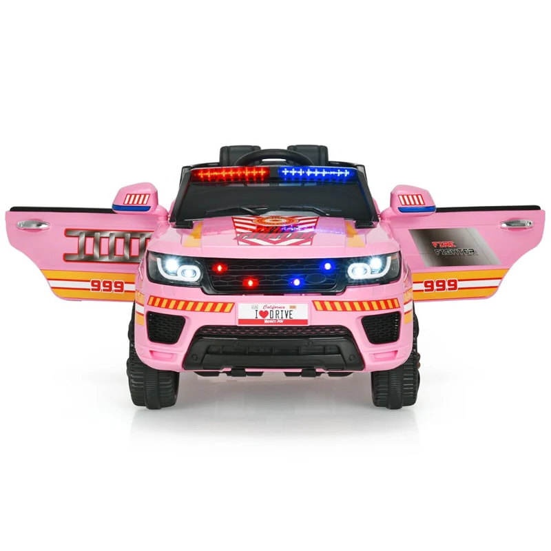 Kids Ride On Police Car 12V Battery Powered Electric Riding Toy Truck Car with LED Siren Flashing Light