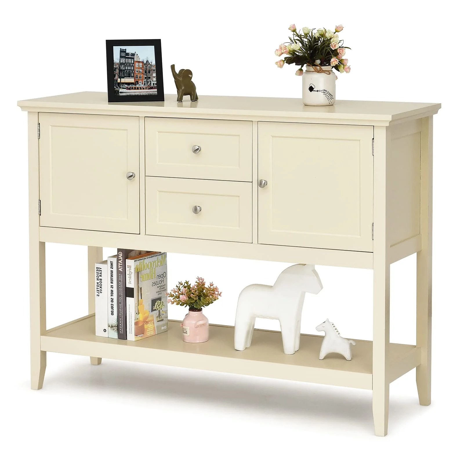 Giantex Buffet Sideboard Cabinet, 2 Drawers & 2 Doors, Side Console Table, Display Desk with Storage Shelf