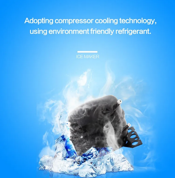 CJC Countertop Ice Maker Portable Ice Machine with Carry Handle Basket and Scoop for Home Kitchen Party 110V