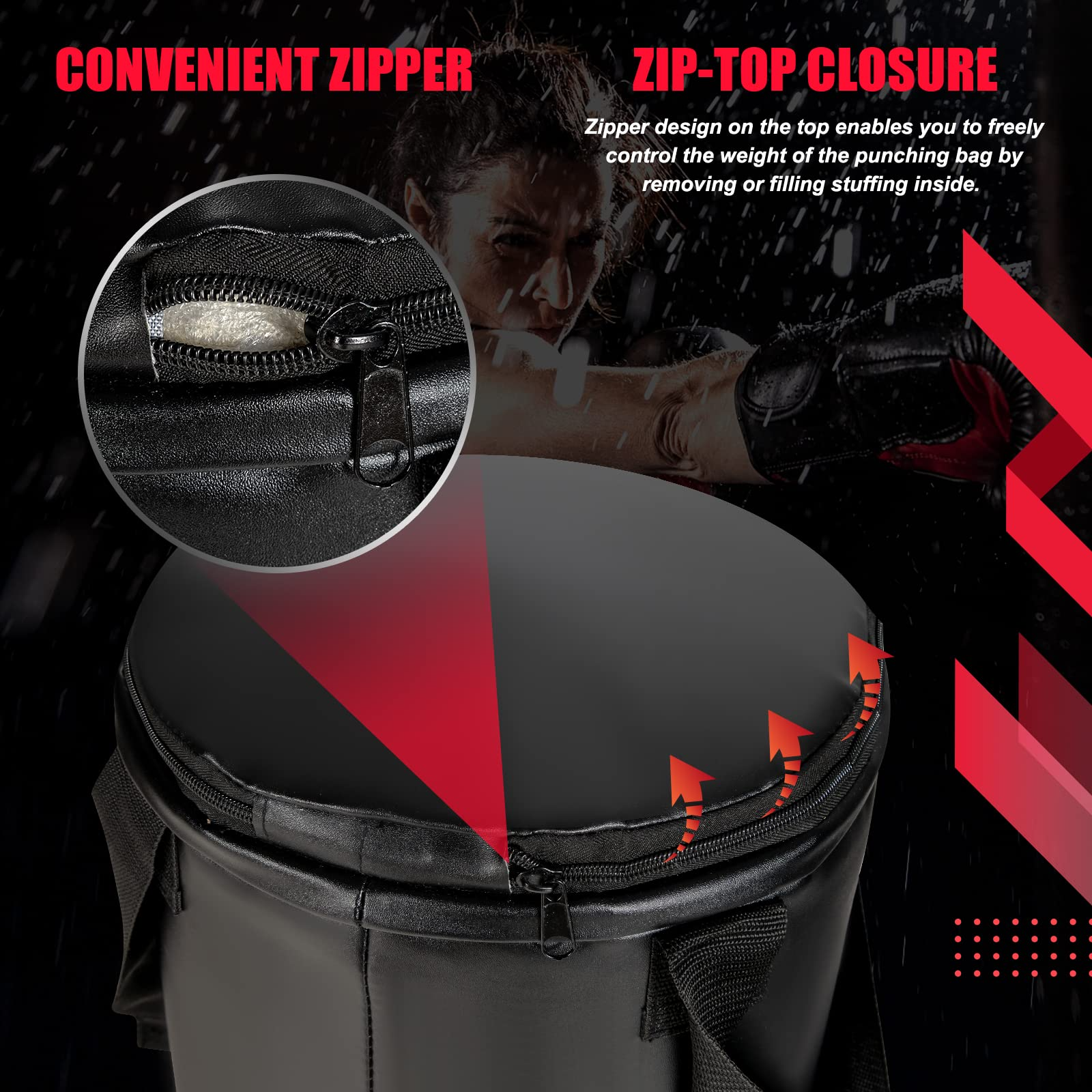 Punching Bag for Adults, 63LBS Filled Hanging Boxing Bag Set with 12OZ Boxing Gloves & 95