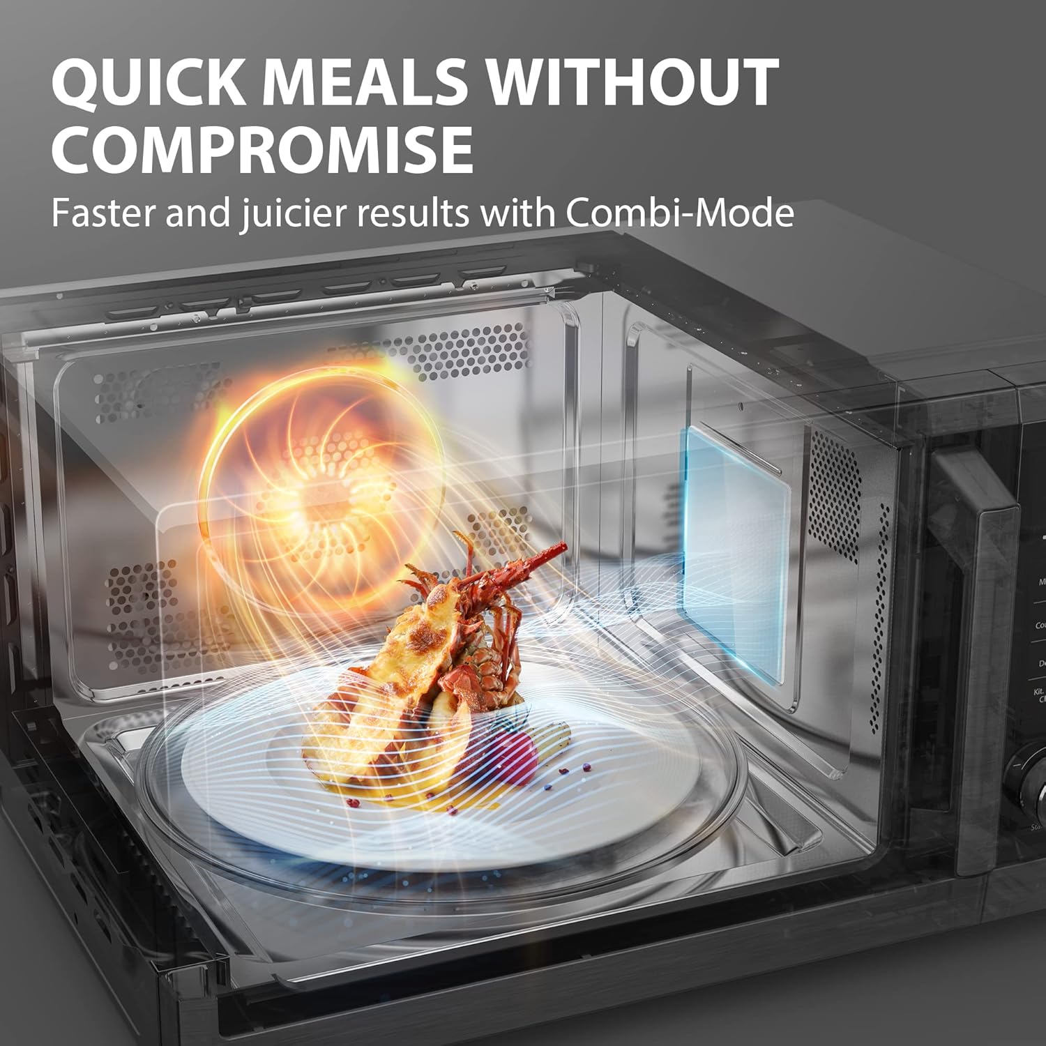 Countertop Microwave Oven Air Fryer Combo, Inverter, Convection, Broil, Speedy Combi, Even Defrost, Humidity Sensor, Mute Function, 27 Auto Menu&47 Recipes, 1.0 cu.ft/30QT, 1000W