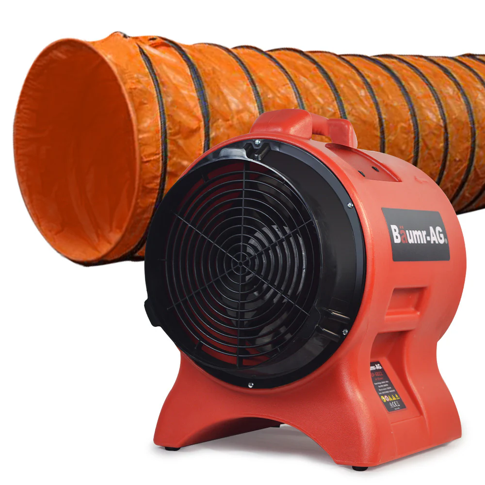 Baumr-AG 300mm 12 inch Portable Axial Air Mover Blower Fan with 10m Ventilation Duct