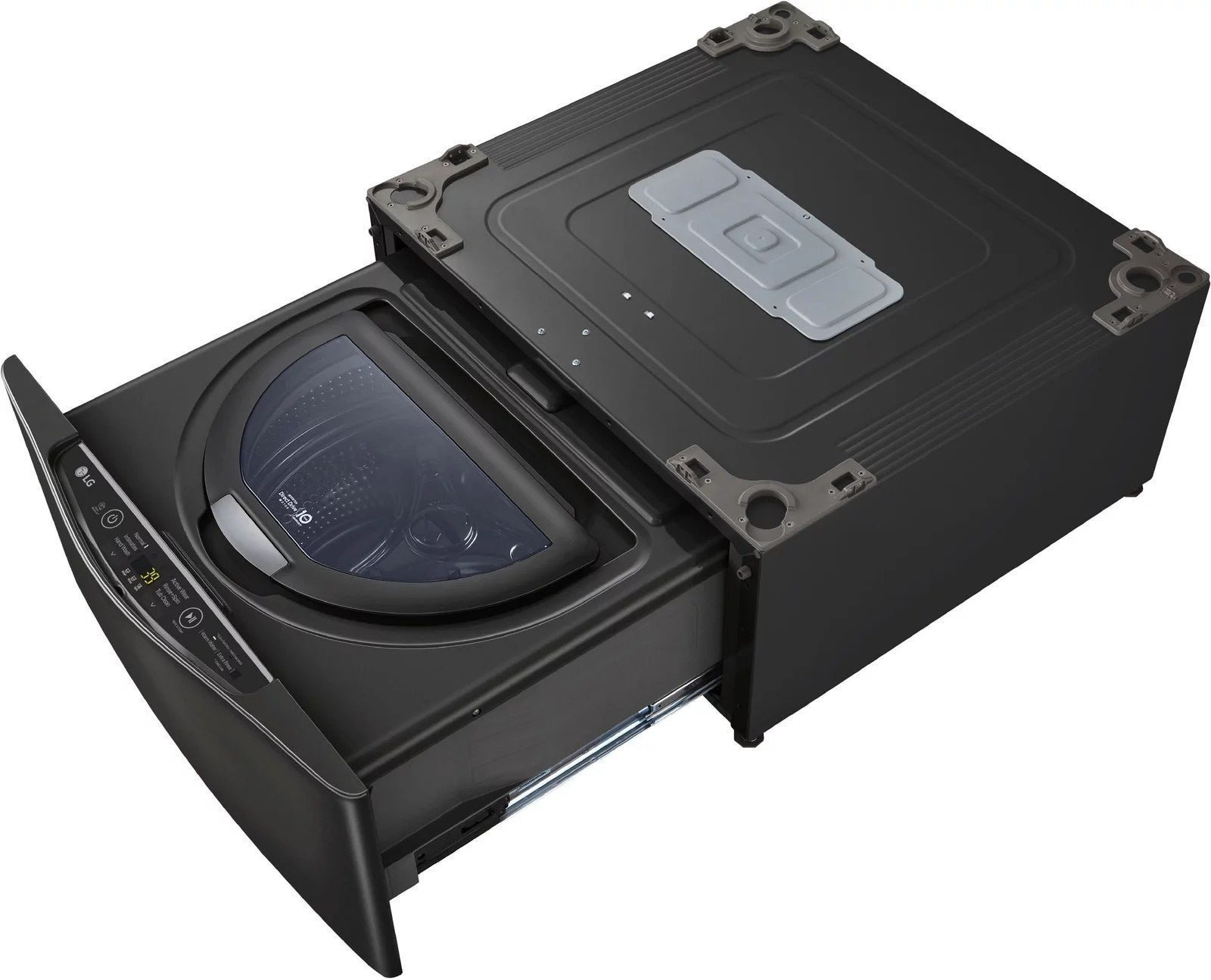 LG �C SideKick 1.0 Cu. Ft. High-Efficiency Smart Top Load Pedestal Washer with 3-Motion Technology �C Black steel