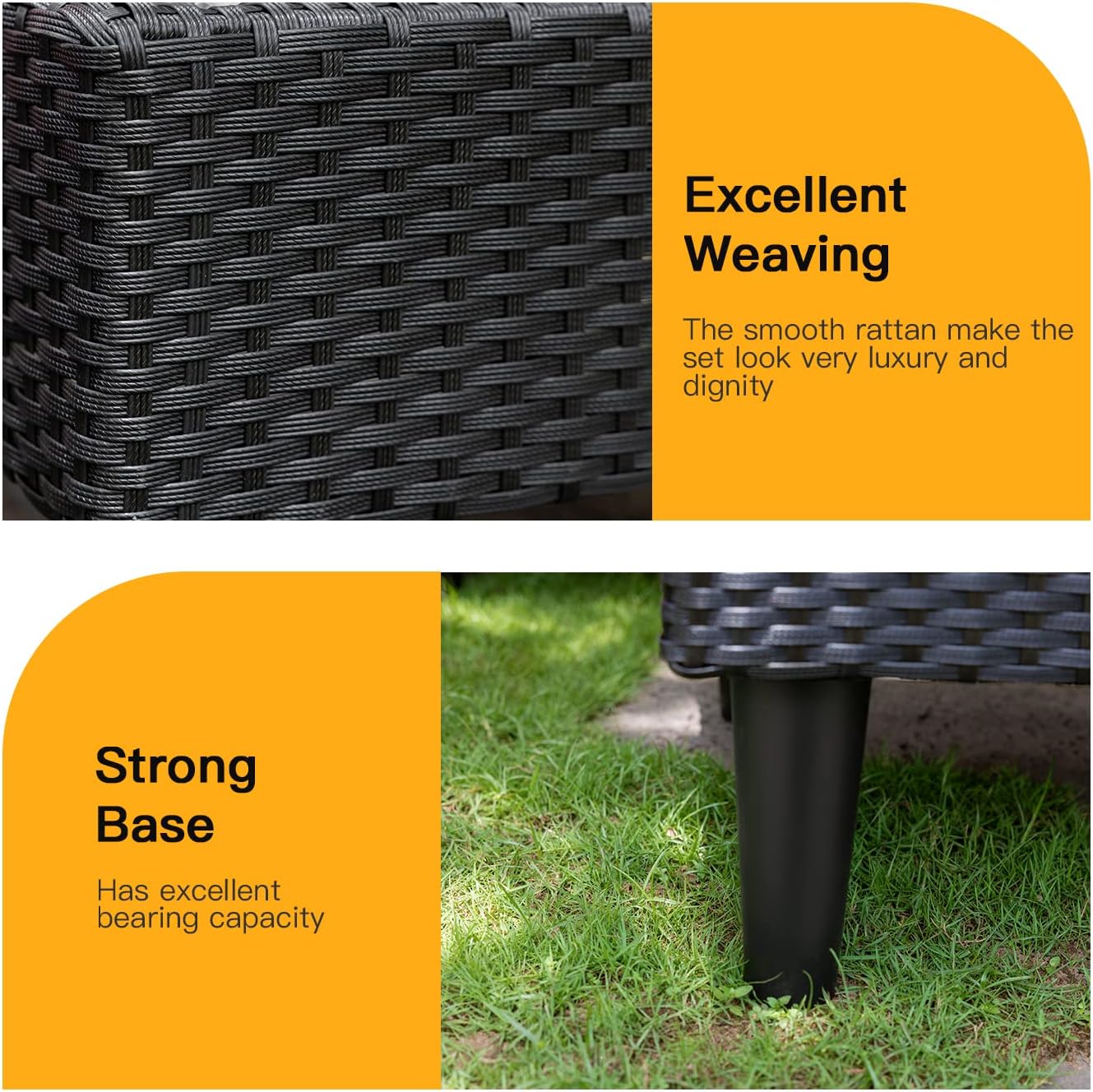 Patio Furniture Set 4 Pieces Outdoor Rattan Chair Wicker Sofa Garden Conversation Bistro Sets for Yard,Pool or Backyard