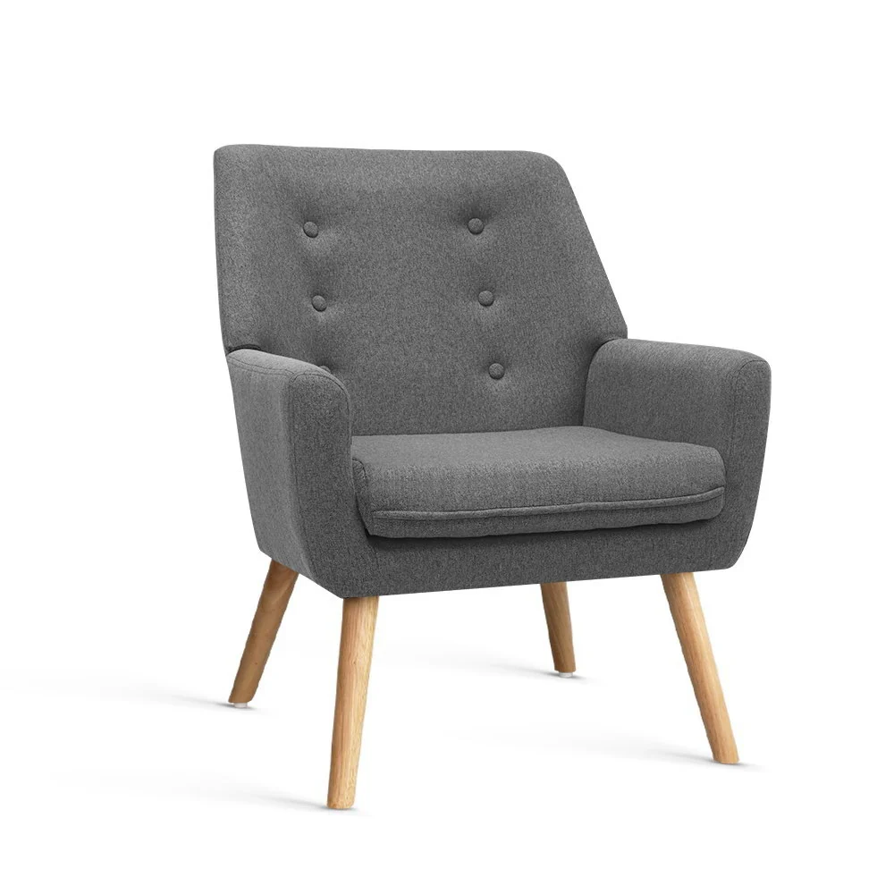 Artiss Armchair Linen Fabric Grey Charcoal
